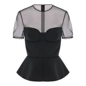 Nensi Dojaka Women's Tailored Bustier With Sheer Neckline Top